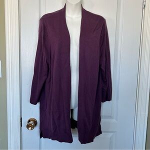Tahari Deep Purple Open Front Cardigan Medium Women